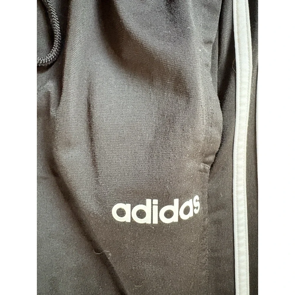 Adidas Athletic Pants Track Sweatpants Black Men's Small White Stripes Leg Zip